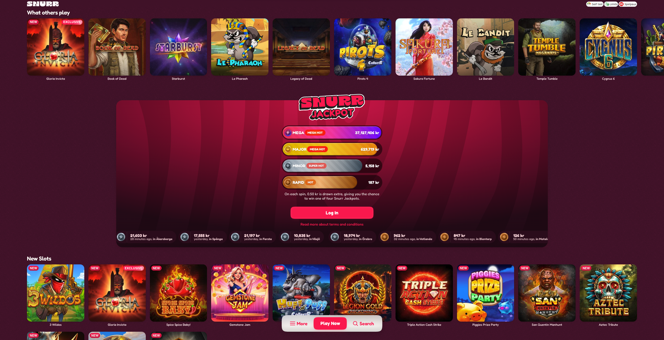 Snurr Casino Desktop