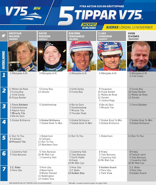Fem tippar v75 bjerke