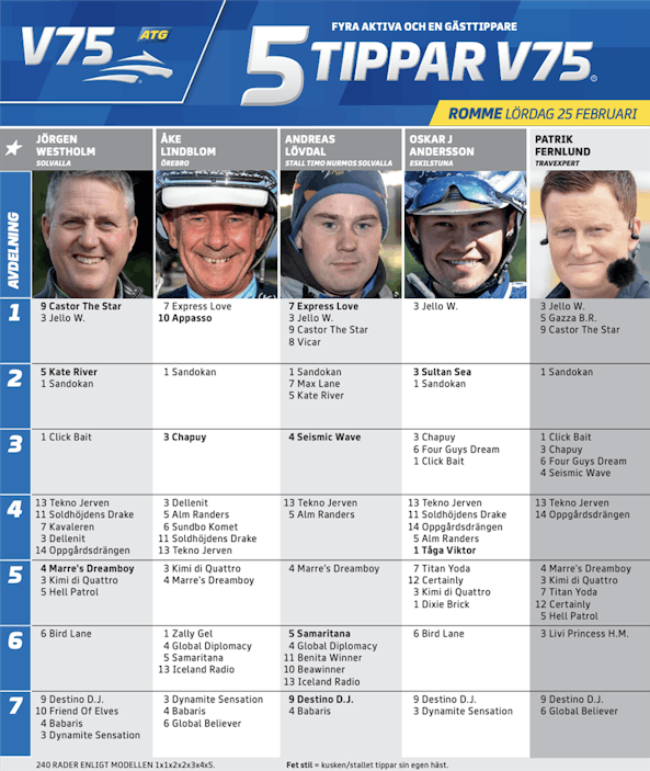 Fem Tippar V75 » Romme 25 februari 2023 » 20 feb. Nyhet